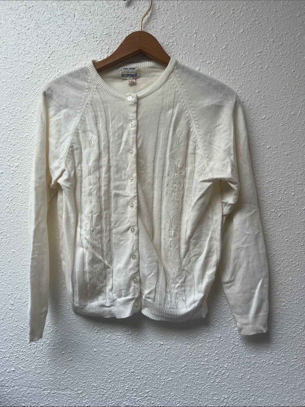 Hand Loomed Classic Cream Button-Front Women's Sweater Cardigan